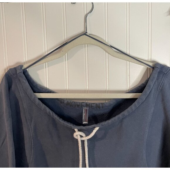 Free People Movement S/P Blue Cropped Pullover Sweatshirt100%Cotton Long Sleeve - Picture 7 of 15